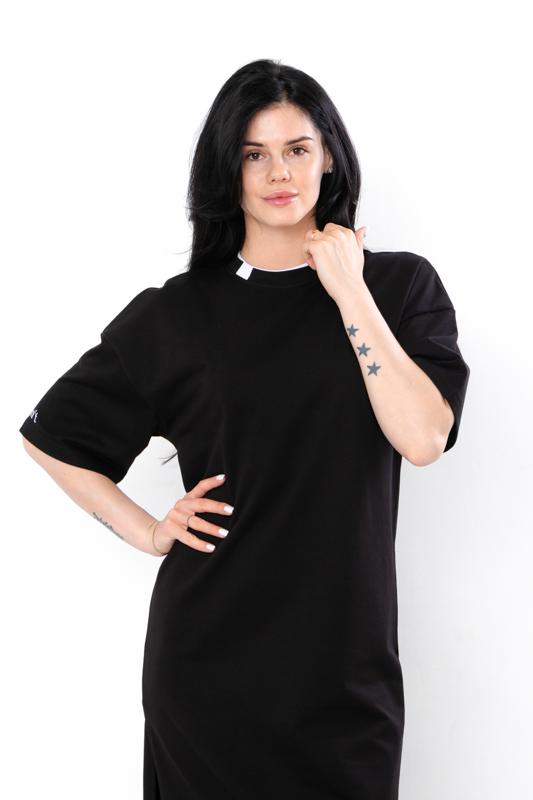 Women’s Everyday Maxi Dress – Comfortable Stretch Knit with Simple Sleeve & Front Prints, Summer, 3377-057-33 HC