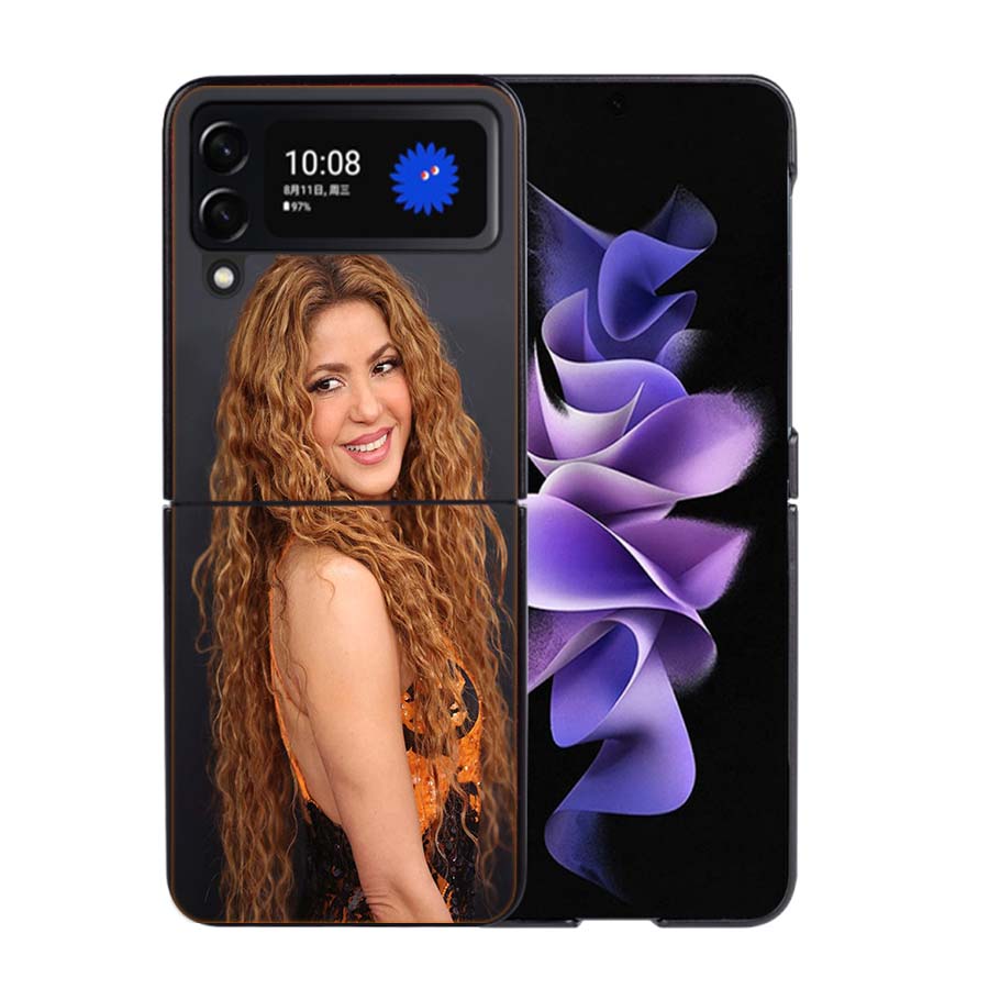 S-Shakira Singer Phone Case For Samsung Z Flip 7 6 5G Galaxy Z Flip4 Z Flip5 Z Flip3 Coque Black Hard PC Shell Protective Cover Samsung Z Flip 4 5G