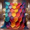 Comfortable Rainbow Honeycomb Pattern Blanket Soft High-Definition Digital Print Cooling Blanket All-Season Use Soft Breathable 100% Polyester Perfect