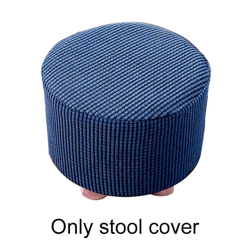 1Pc Round Seat Cover Elastic Protector Soft Pouffe Stool Removable Flannel Stool Cover Footstool