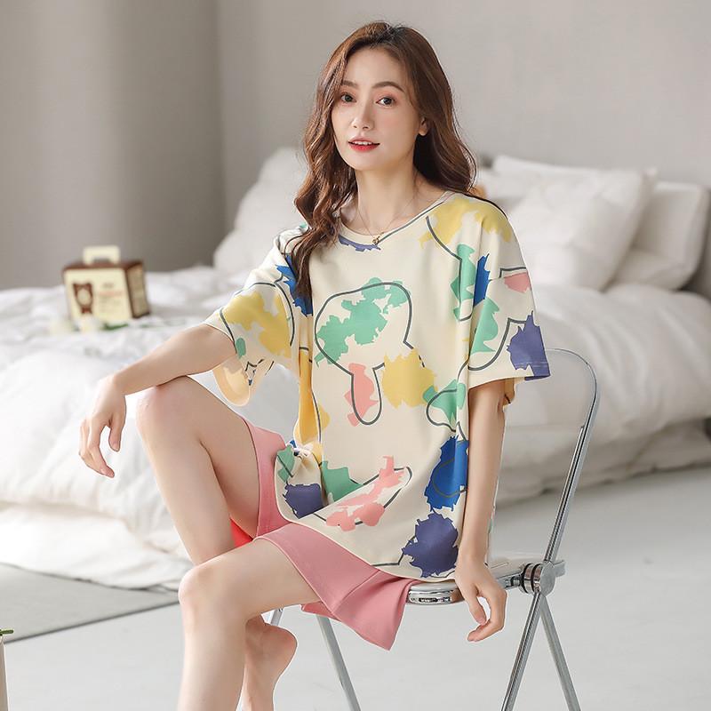 Casual Cotton Shorts And Shirt Set For Women Summer Lounge Sleepwear Comfortable And Breathable