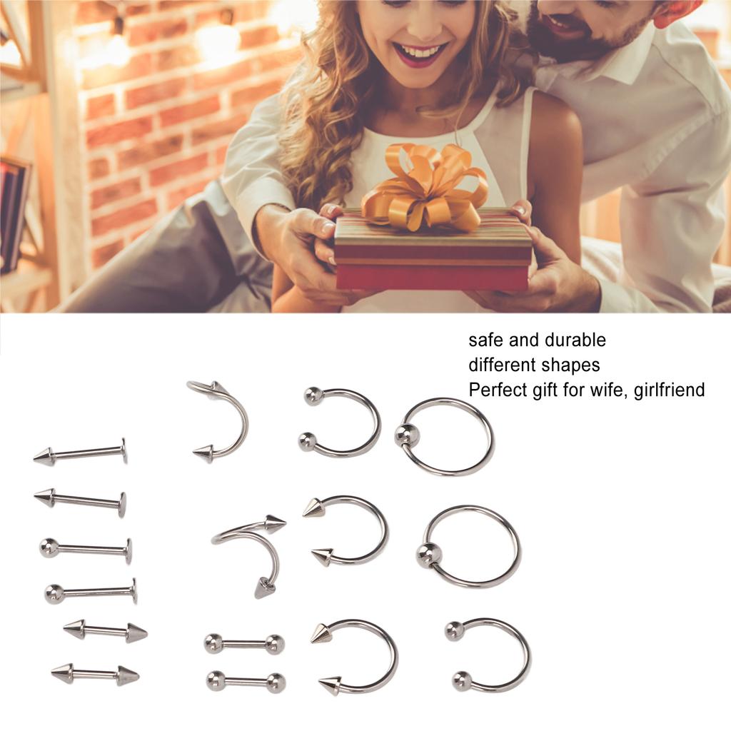 Nose Studs Set Stainless Steel Exquisite Different Shapes Safe Smoothing Polished Surfaces Nose Studs for Women