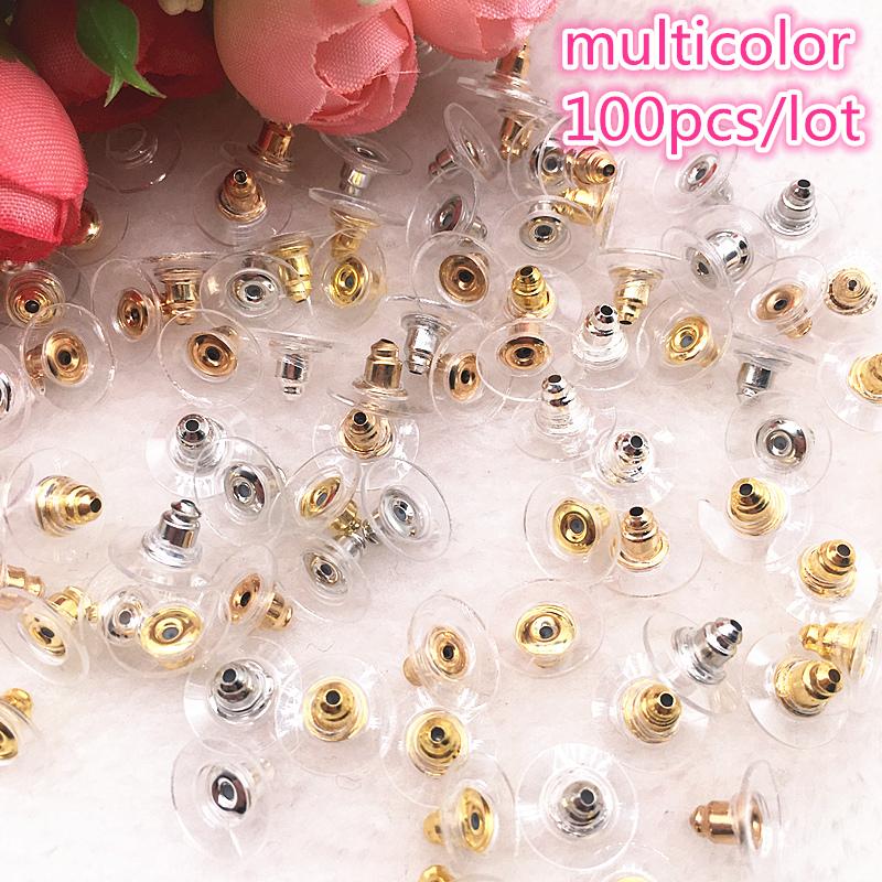 NEW 100pcs/lot 11mm Earrings Silicone Barrel Bullet Plastic Ear Plugging DIY Earring Black For Jewelry Findings