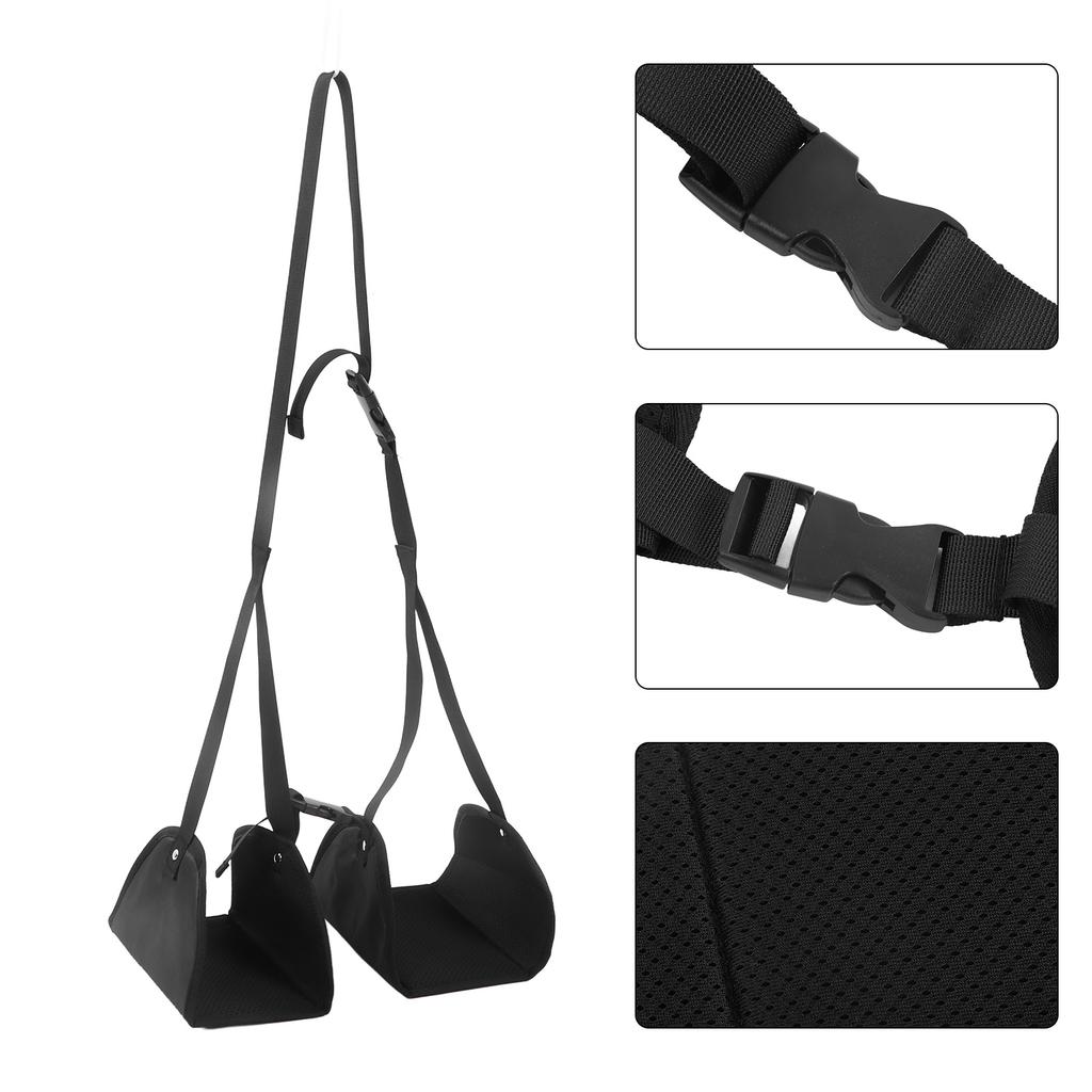 Travel Airplane Foot Pedal Hammock Black Portable Foot Hammock Under Desk for Family Travel Office Chair