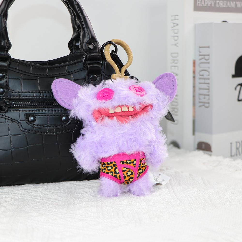 Fuggler Monstre Moche Original Porte-clés Pendentif Poupée Monstre aux Dents Drôles Compte Underoo McGoo Lapin Rose enragé 12-14cm Jouet Cadeau