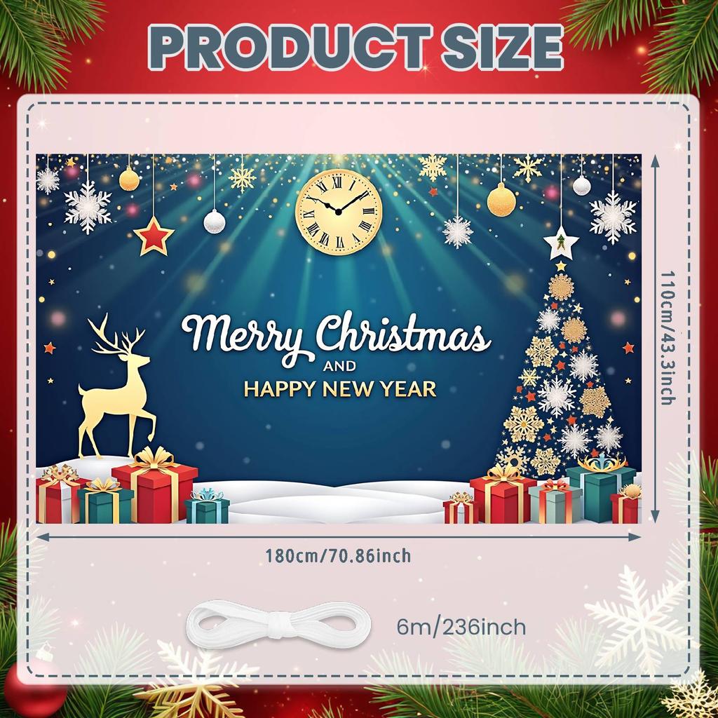Christmas Banner Christmas Tree Design Winter Celebration Banner New Year Backdrop Snowflake Decor New Year Banner For New Year