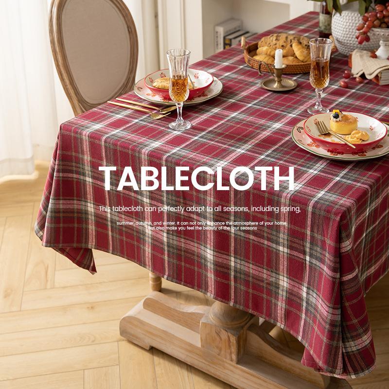 Vintage Cotton And Linen Plaid Tablecloth Christmas Party Decorative Tablecloth Rectangular Dining Table Cloth Coffee Table Cover Cloth