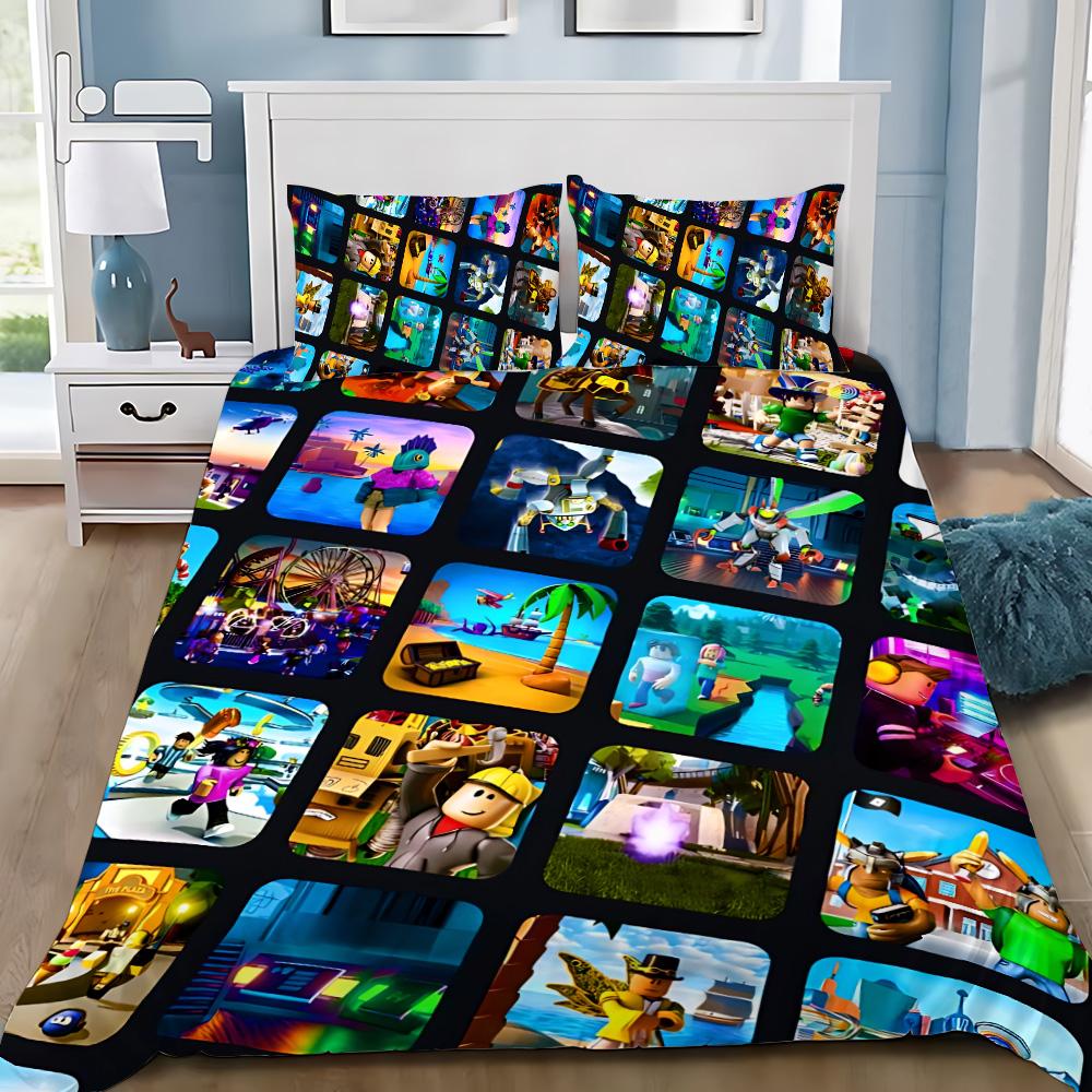 ΚΑΥΤΟ 3D ΠΑΙΧΝΙΔΙ R-ROBLOXES Κάλυμμα Παπλώματος Μαξιλαροθήκη Εκτύπωση Σκηνής Παιχνιδιού Σετ Κλινοσκεπασμάτων Ενήλικας Αγόρι Κορίτσι Διακόσμηση Υπνοδωματίου Μονό Διπλό Μεγάλο