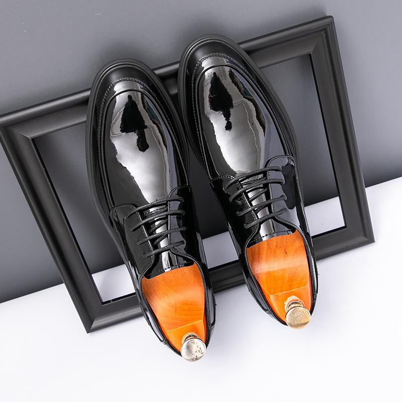 New Men Business Formal Leather Shoes Black Lace-up Business Office Wedding Banquet Leather Shoes Size 38-46 Men Shoes