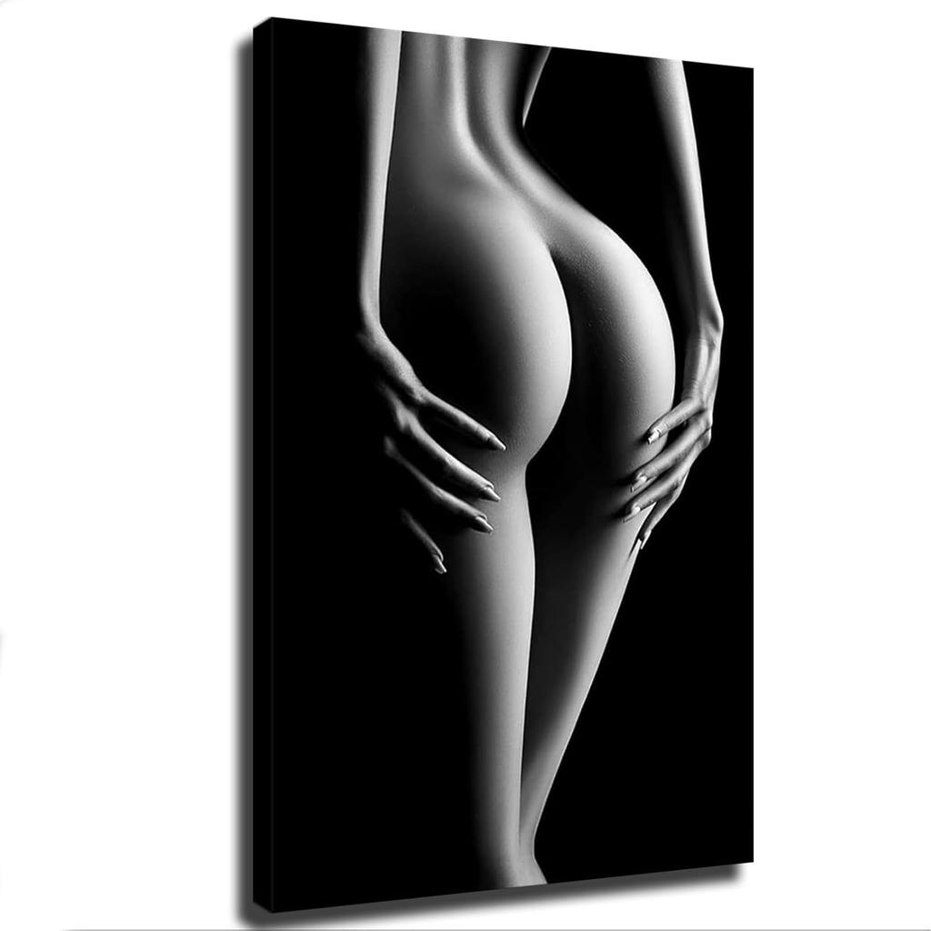 Sexy Frau Malerei Mädchen Poster und Drucke Schwarz und Weiß Wandkunst Leinwandbilder für Wohnzimmer Heimdekoration (24×36inch-Kein Rahmen)