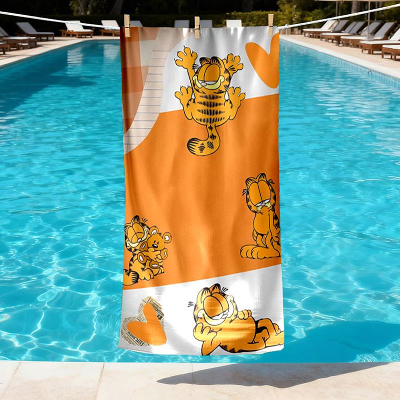 Garfield Print Beach Towel Design, Soft, Lightweight. for Home Bathroom, Spa, Pool, Yoga, Surfing, Camping, Gift for Family, Friend