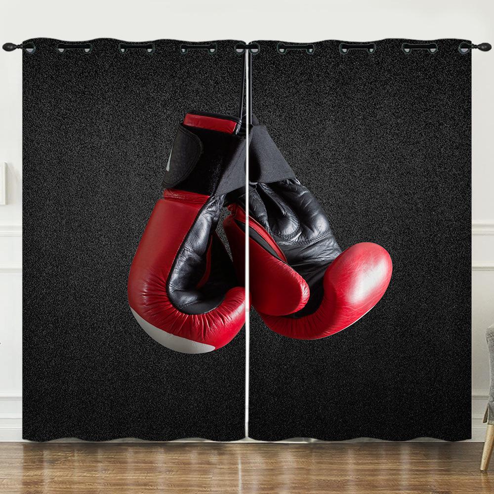 Curtains Sports Football Baseball Dark Wind Curtains Bedroom Non-Perforated Blackout Curtains