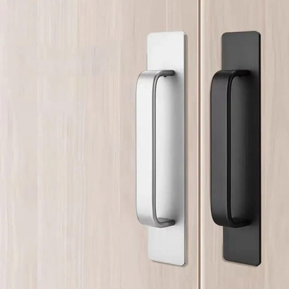 1pc/2pcs Adhesive Cabinet Handles Plus Stainless Steel No-Drilling Easy Installation Handles For Cabinet Door Window Drawer & Re