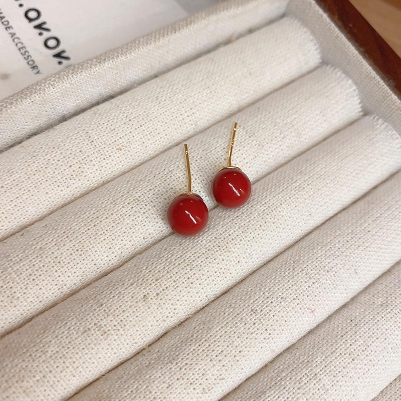 Ancola Silver Needle Red Heart Earrings – Fashionable, Luxurious & Elegant for Autumn/Winter 2025