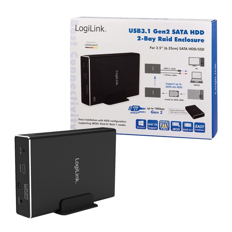 Logilink Disque Logilink ua0293 boîtier pour disque dur 2 baies raid 0,1,jbod 2,5
