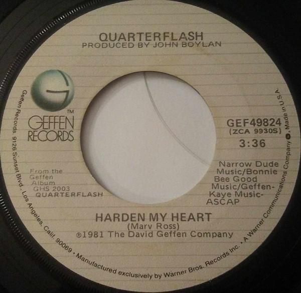 

7inch Record QUARTERFLASH - Harden My Heart GEF49824 Geffen Records 1981 US Rock Used
