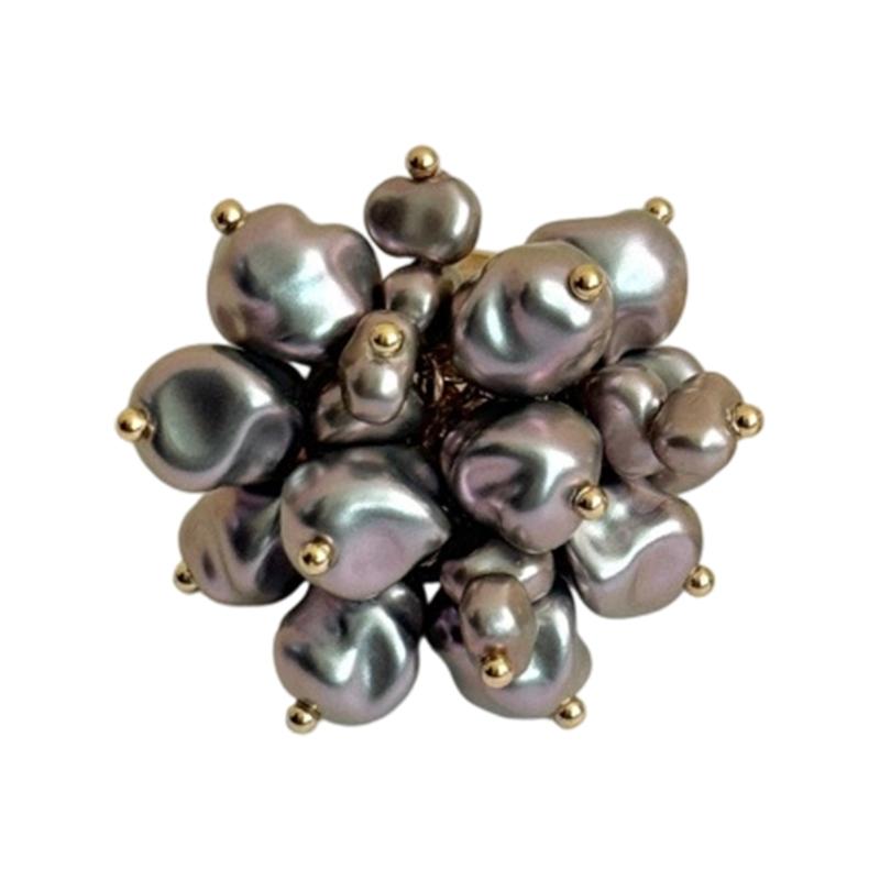Comfort Fit Adjustable Ring Featuring Imitation Pearls And Pyrotechnics Sparkles Finger Rings Accessory Perfect Gift