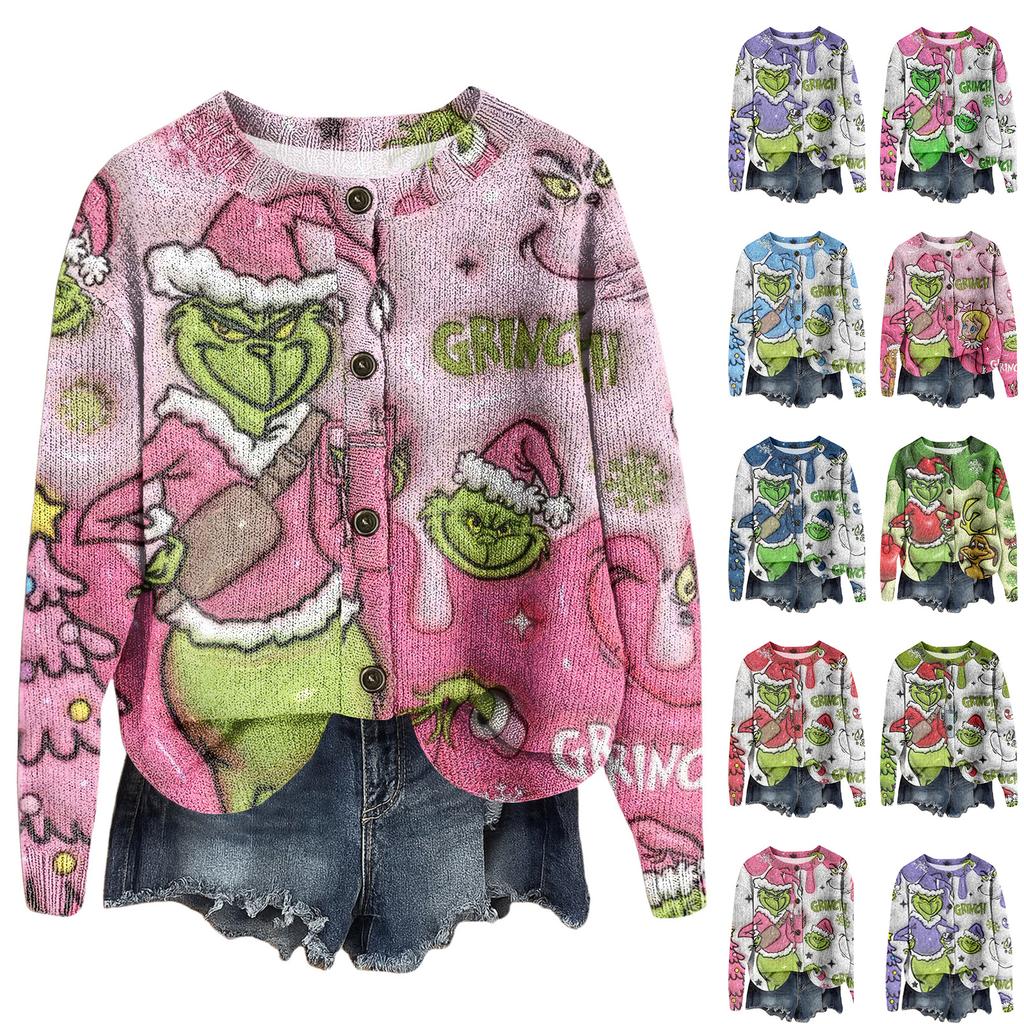 Women's Round Neck Top Printing Thickened Plush Cashmere Warm Long Top
