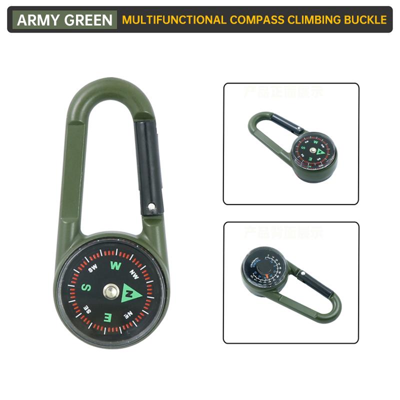 

Многофункциональная походная пряжка с термометром, пряжка для рюкзака, цинковый сплав, портативная подвесная пряжка для улицы, походный компас