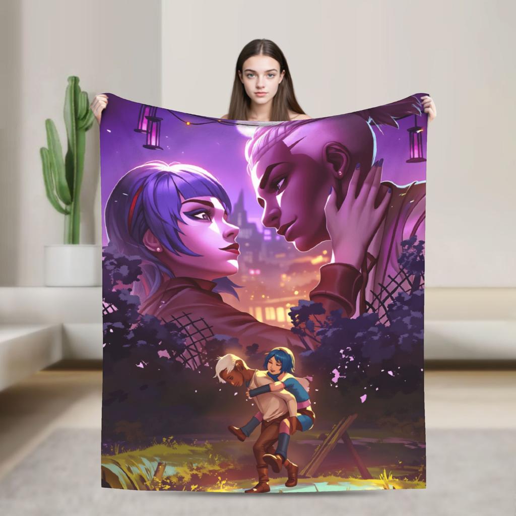 Arcane Flanelldecke Viktor Spiel Anime Jinx Jayce Jesus Sevika Weiche Warme Überwurfdecke für Schlafzimmer Bettdecke Sofabettbezug