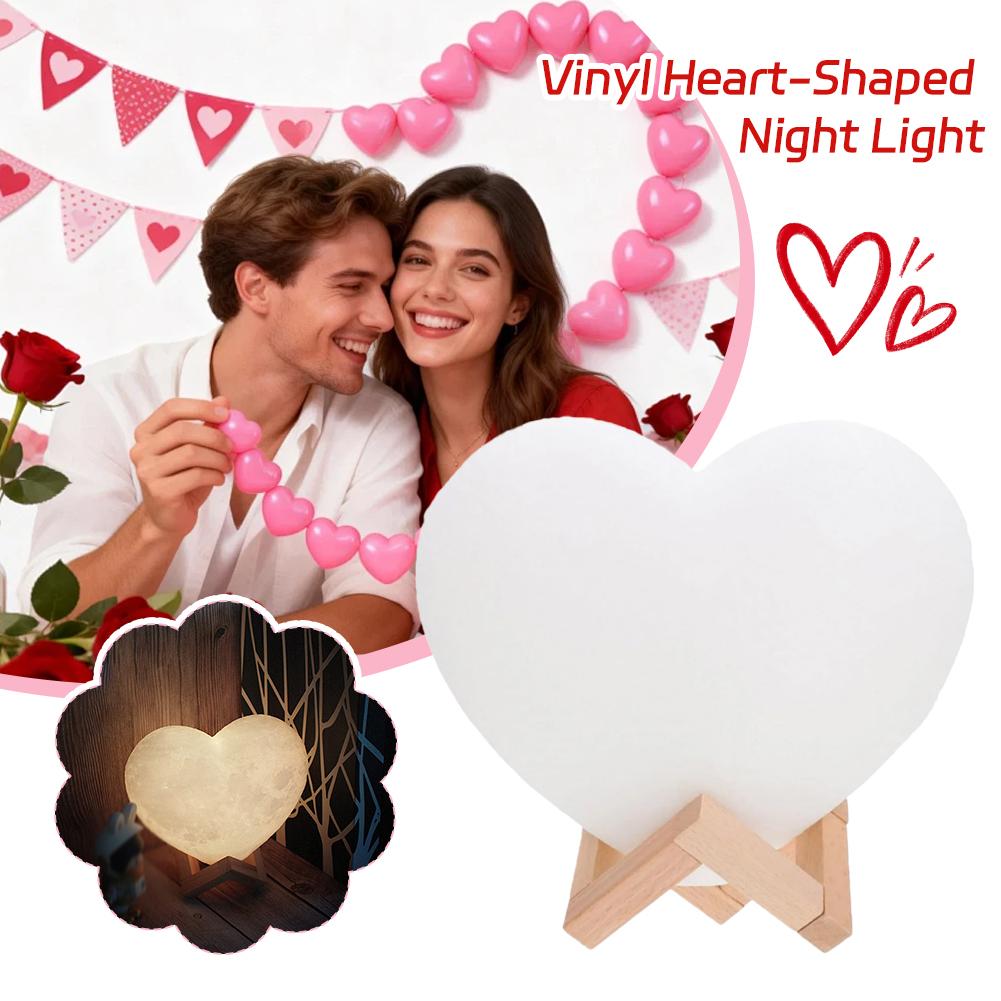 Heart Shaped Night Light Vinyl Lamp Touch Control 16 Color Changing LED Mood Light Remote Creative Home Bedroom Decor Gift