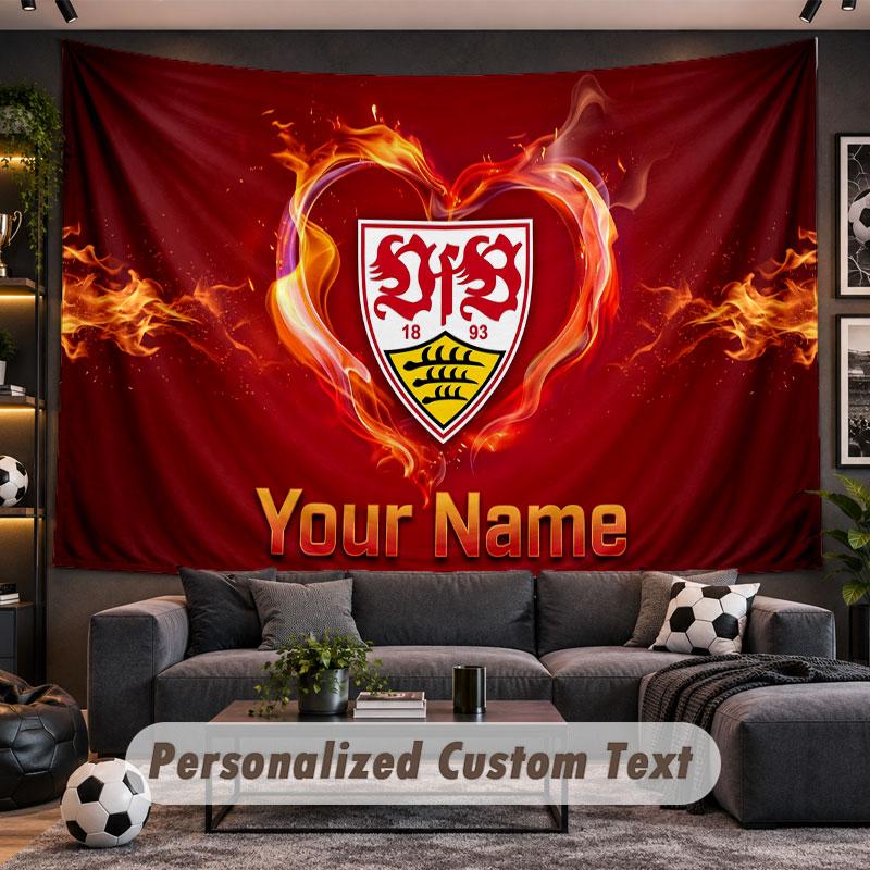 Wall Hanging Tapestry Custom NameVfB Stuttgart FC Pattern Personalized Printed Fabric Wall Decor