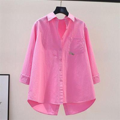 Women's Simple Casual Oversized Button Up Long Sleeve Tunic Shirts Solid Streetwear Blouse