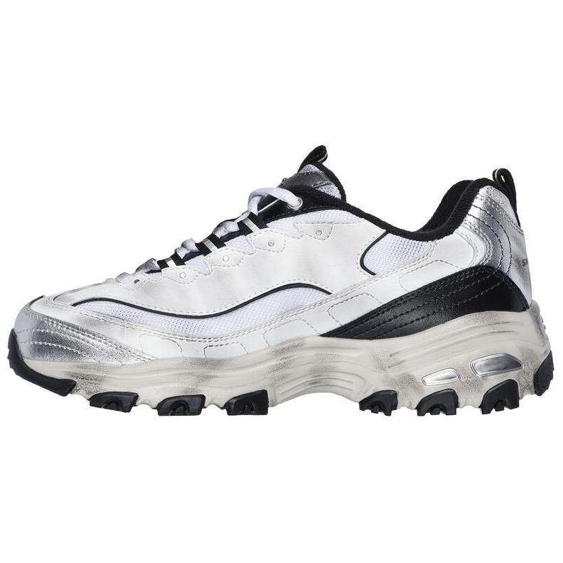 Skechers DLites 1.0 Pelle Comode Retro Ammortizzanti Resistenti Supporto Leggere Basse Scarpe da Papà Sneakers Donna Bianco Nero 150245-WBKS