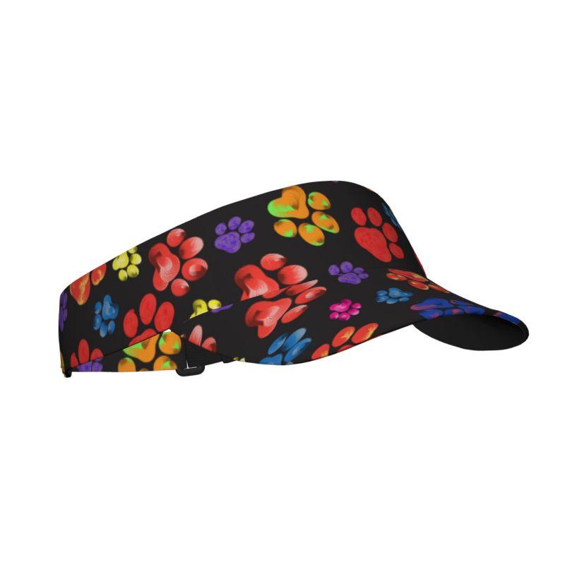 Cute Paw Dog Watercolor Pattern Sports Sun Visor Hat Women Men Paw Baseball Hat Adjustable Wide Brim Cap for Hiking Camping