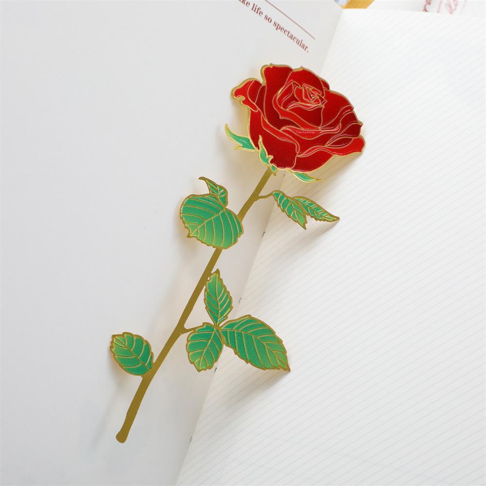 

Vintage Rose Metal Bookmarks Zinc Alloy Etched Colorful Brass Book Markers Reading Page Clips Office School Stationery