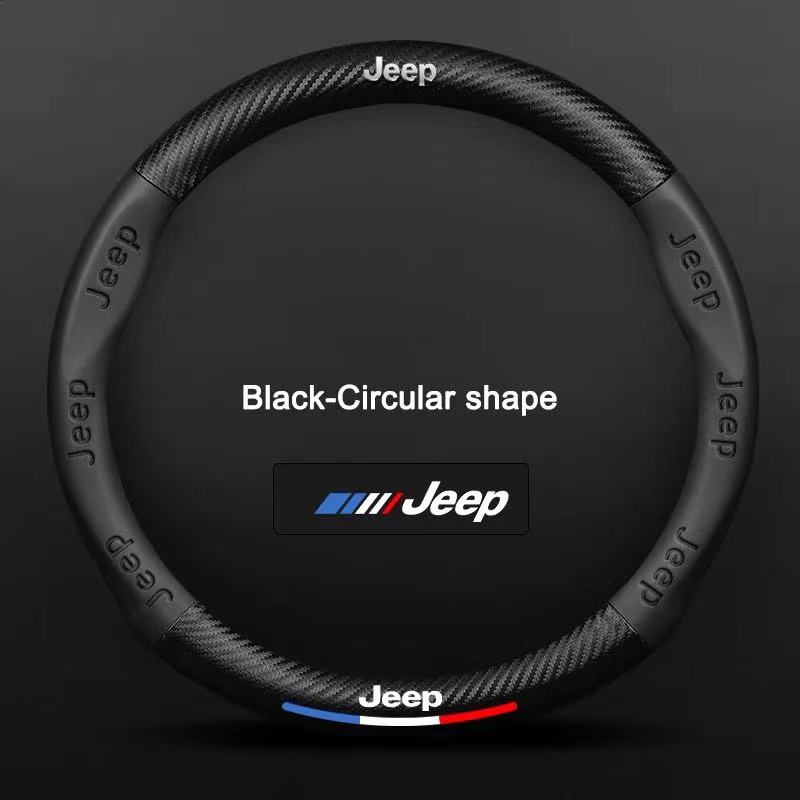 Carbon Fiber Leather Car Steering Wheel Cover Jeep Wrangler Patriot Commander Grand Cherokee Compass Wagoneer Gladiator Renegade