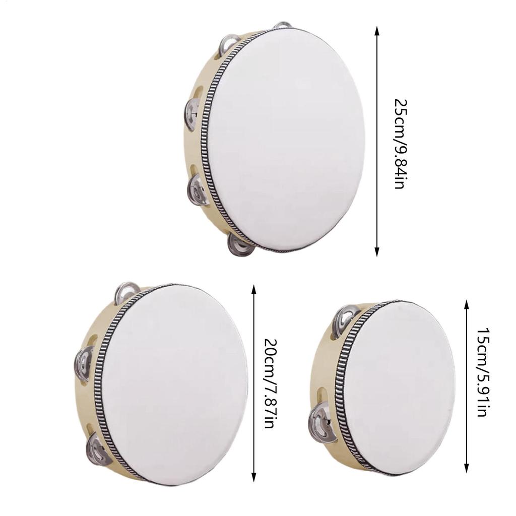Tambourine Instrument Handheld Tambourine Drum With Jingle Bells 3-Piece Wooden Percussion Instruments For Training Kids