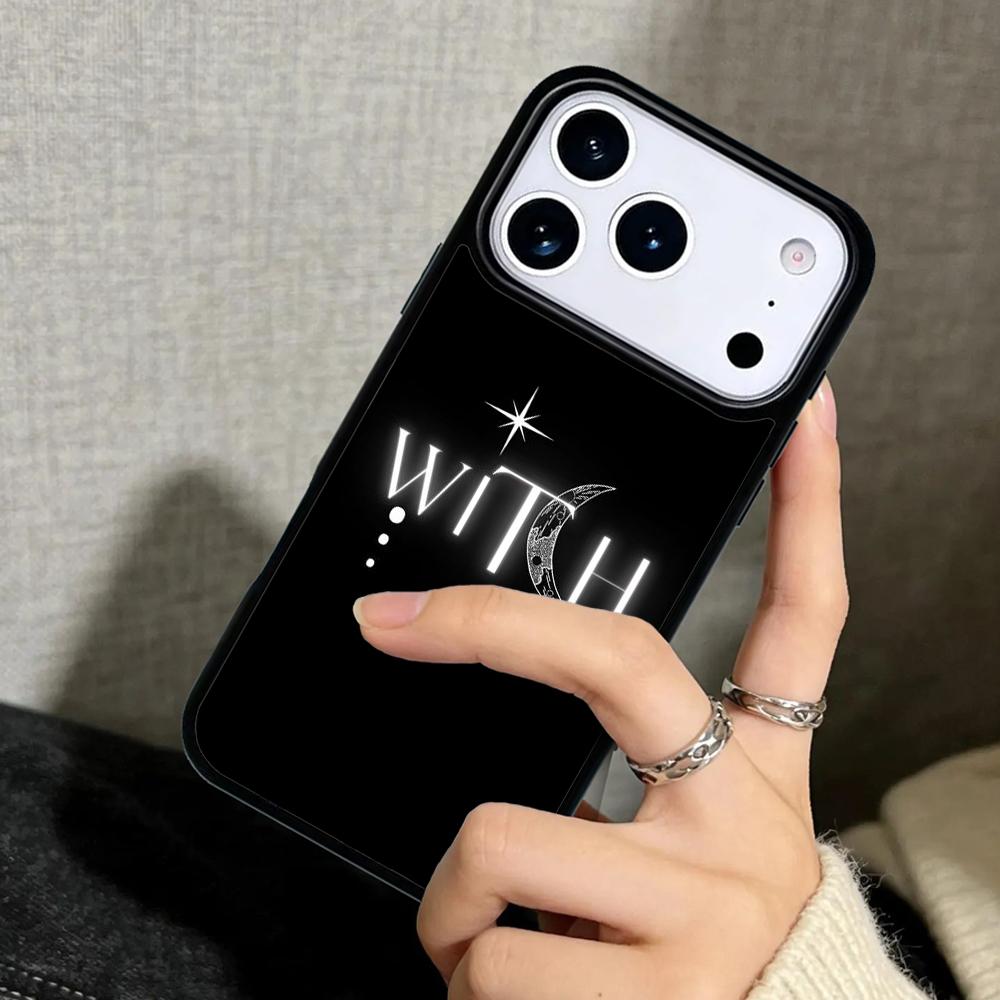 Capa Case for iPhone 17 Air 16 Pro Max 15 Plus 11 13 Mini 14 12 Back Phone Cover Occult Witchcraft Moon Gothic Witch Print