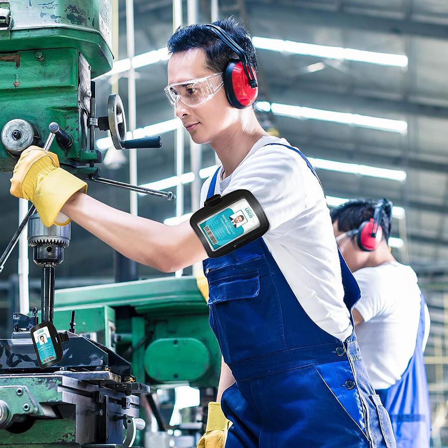 Vysoce kvalitní PU kůže Horizontální náramky Vodotěsný Nastavitelný rukáv na jmenovku Elastický rukáv na průkaz