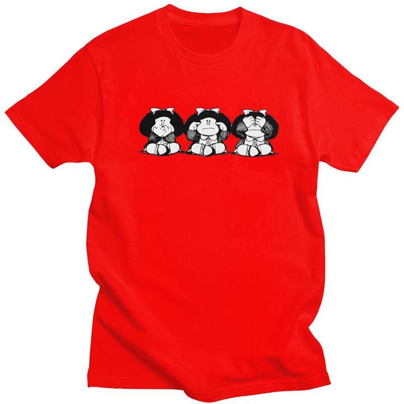 

Мужская футболка Quino Comic Cartoon Mafalda с коротким рукавом, хлопковая футболка, уличная одежда, повседневная футболка, одежда slim fit S