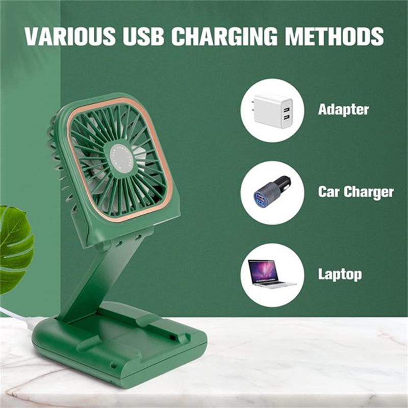 Handgehaltener Mini-Ventilator, 3 Geschwindigkeiten, 180 Grad drehbar, wiederaufladbar, tragbarer Nackenventilator für unterwegs, zu Hause oder im Büro