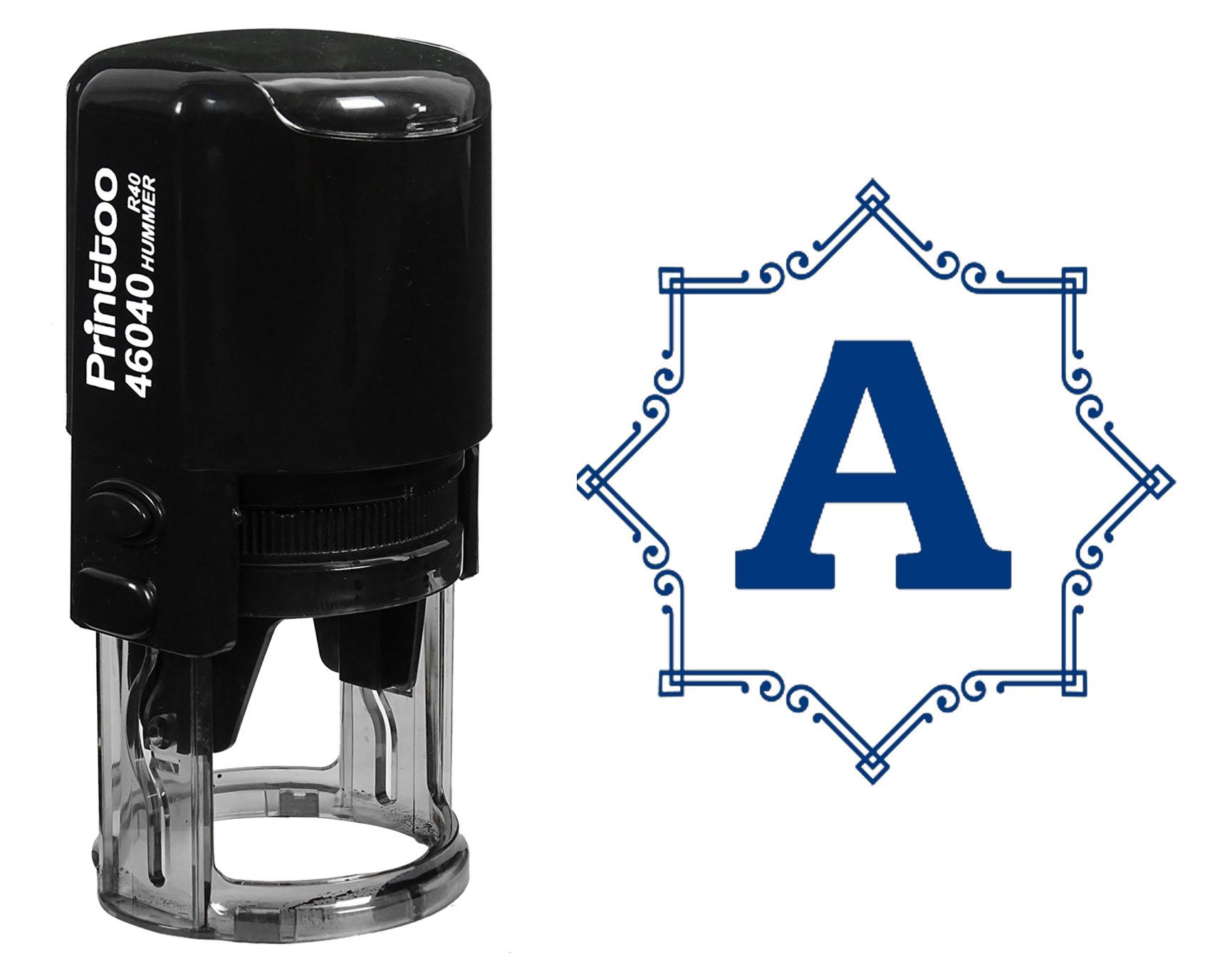 

Printtoo Восьмикутник Кельтський Вихор Рамка Алфавіт A Монограма Самонабірний Гумовий Штамп Офіс 30 mm Diameter (Approx) синій