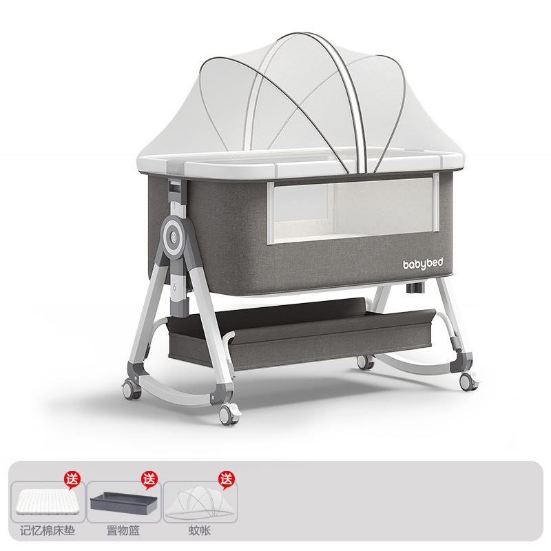 Crib Movable Portable Cradle Bed Foldable Multifunctional Splicing Queen Bed