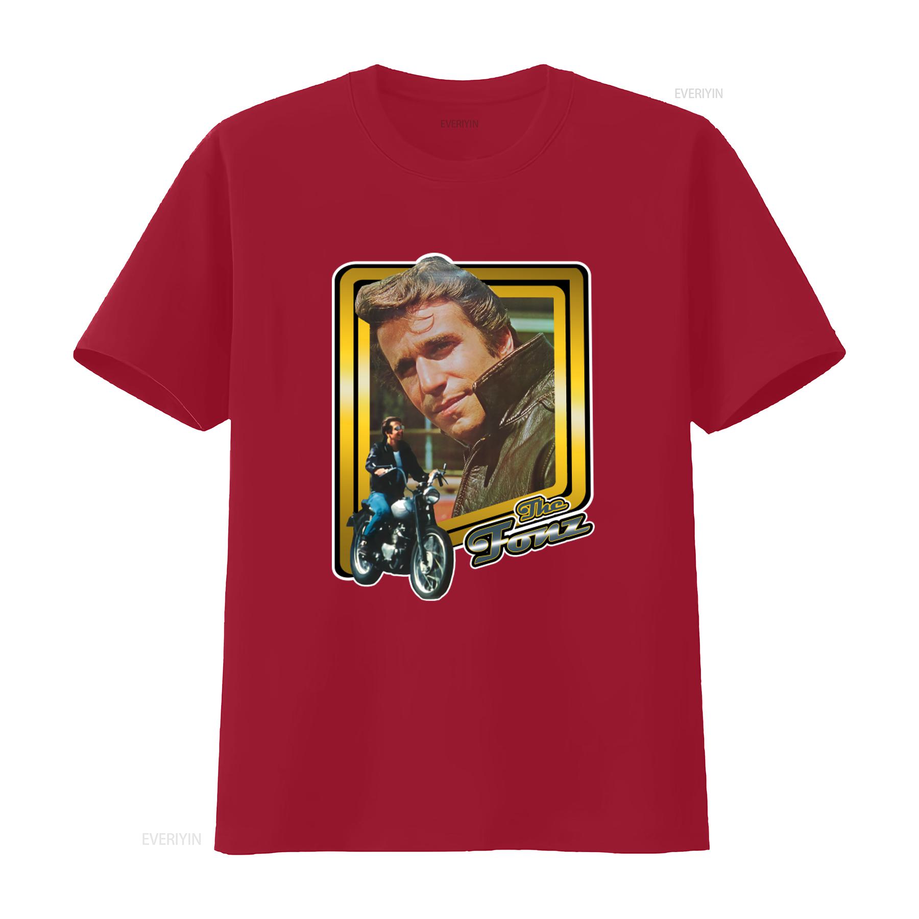Happy Days The Fonz Fonzie Classic TV Show Slate Print T shirt Retro Style XW78 vintage Washed Casual Breathable Stylish S