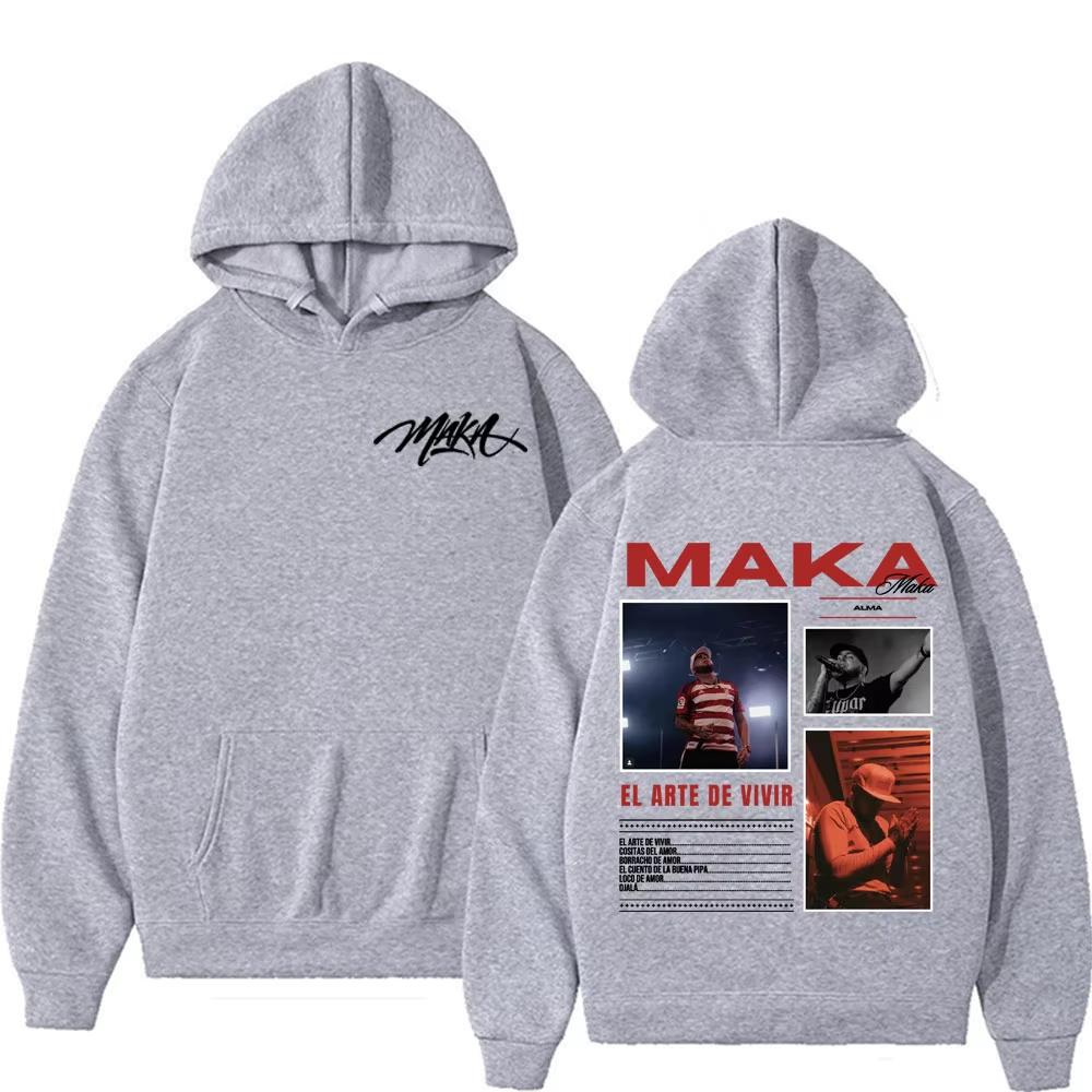 Мерч Худи унисекс Harajuku Hip Hop Street Sweatshirt Повседневный флис с длинным рукавом Худи Тур рэпера Maka Aura 2026