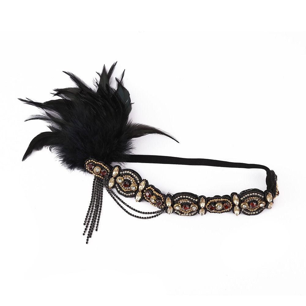 Vintage Cosplay Dress Headwear Crystal Masquerade Hair Band Retro Flapper Headband  Women