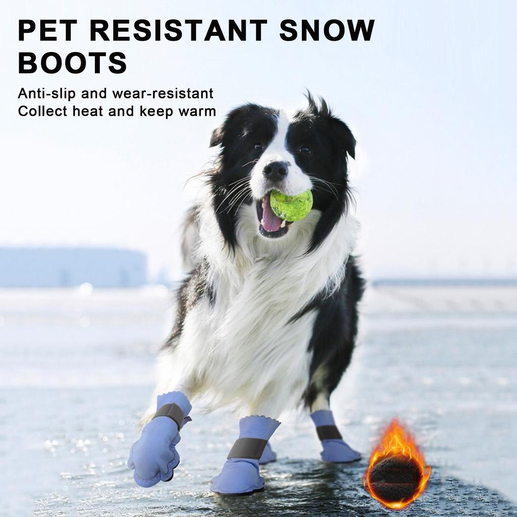Dog Boots For Snow Thermal Paw Shoes For Pet Pet Non-Slip Boots For Small Medium And Large Dogs Winter Hiking Outdoor Walking