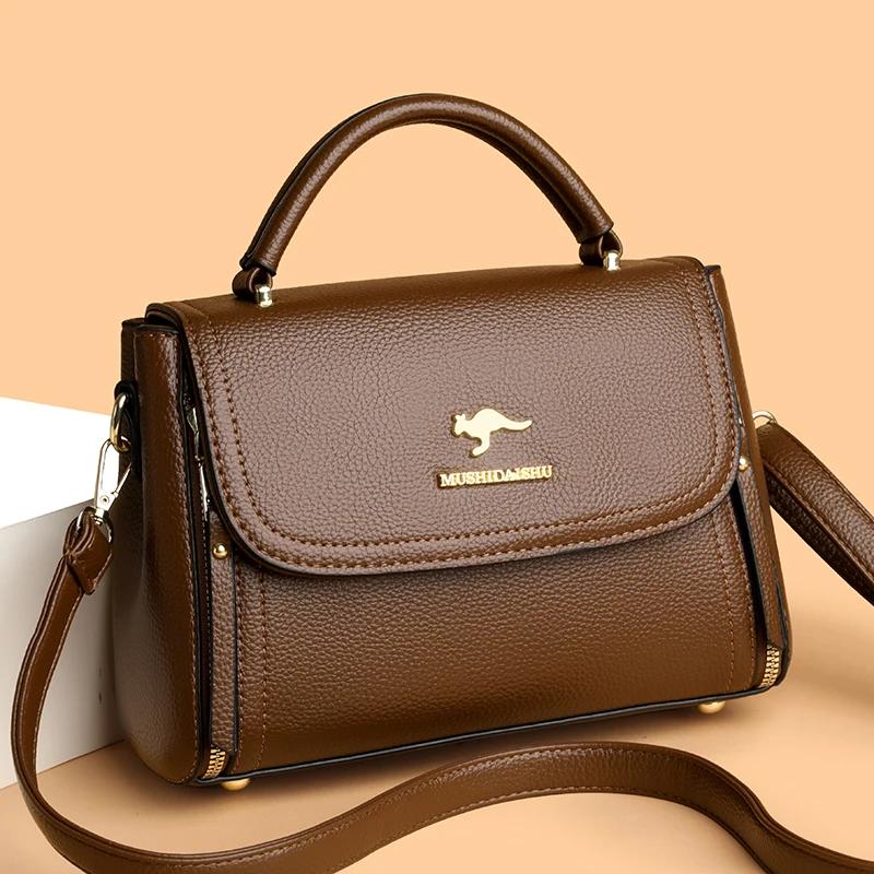 Women's Soft Leather Top-Handle Bags Luxury Design Shoulder Messenger Bags High Quality Handbags and Purses Commuting Sac a Main