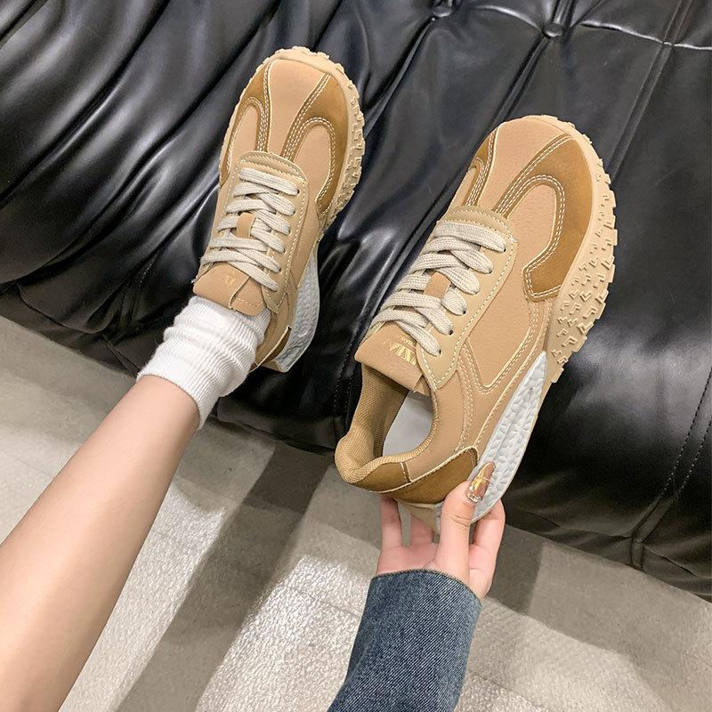 Spring and Autumn New German Training Shoes Women's Platform Inner Height Increase Small Versatile Forrest Gump Casual Sports Shoes Short Music