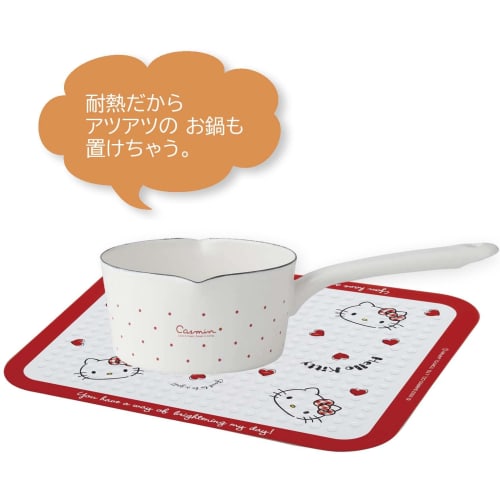 Skater Kitchen Heat-Resistant Board, Small, 26 x 22 cm, Hello Kitty Red Heart, Sanrio, KTBO1-A
