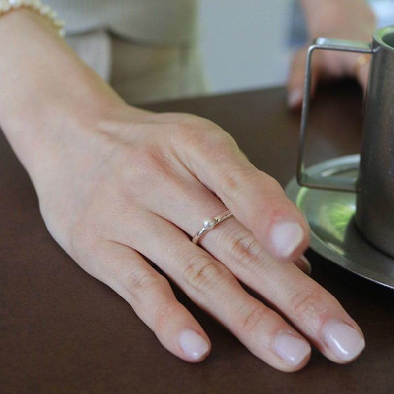 modernlike 14k gold-filled silver round pearl ball ring