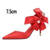 Fashion 2025 New Bow-knot Women Pumps Designer Shoes High Heels Sandals Women Satin Stiletto Heels Sexy Pearl Wedding Shoes Plus Size 43