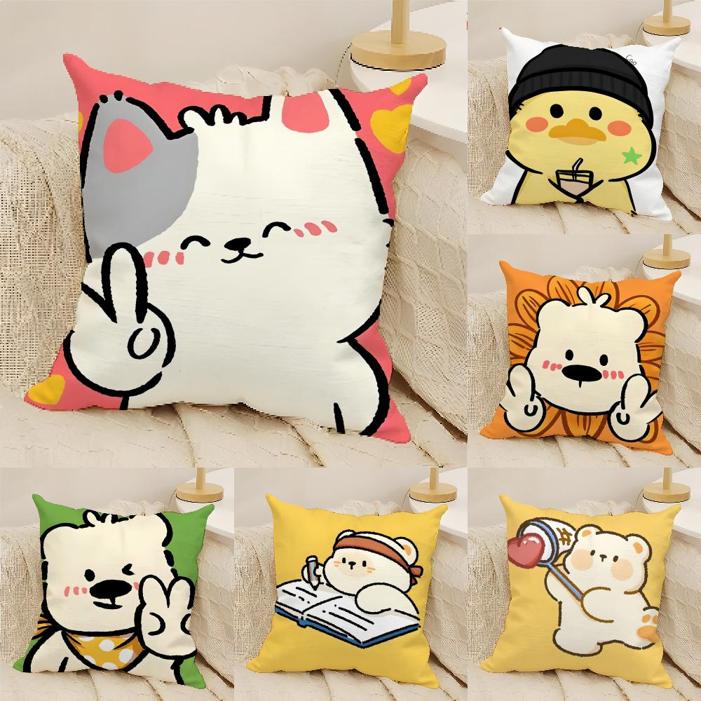 Funny Interesting Polar Bear Illustrations Pillow Case Home Living Room Decoration Linen Pillowcover Pillow Cases Cushion Cover