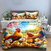 Décor de famille de poulets de ferme printanière Plusieurs tailles Chambre d'enfant et d'adulte Magnifique parure de lit 3 pièces cadeau