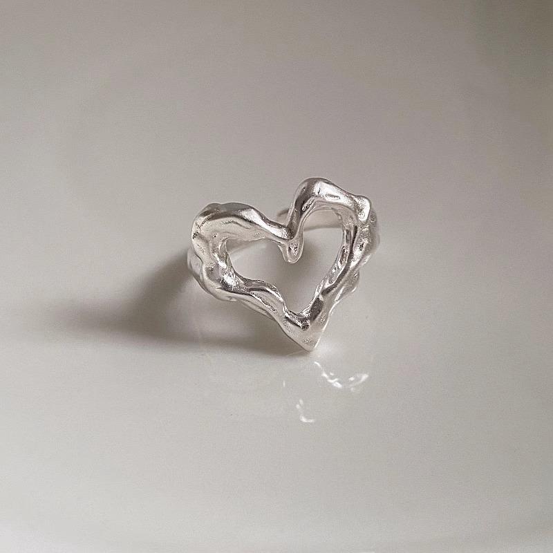 Irregular Heart Eyecatching Ring For Women Trendy Copper Fashion Jewelry For Autumn 2024